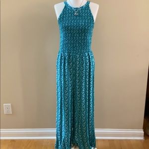 LOFT PAISLEY SMOCKED HALTER JUMPSUIT